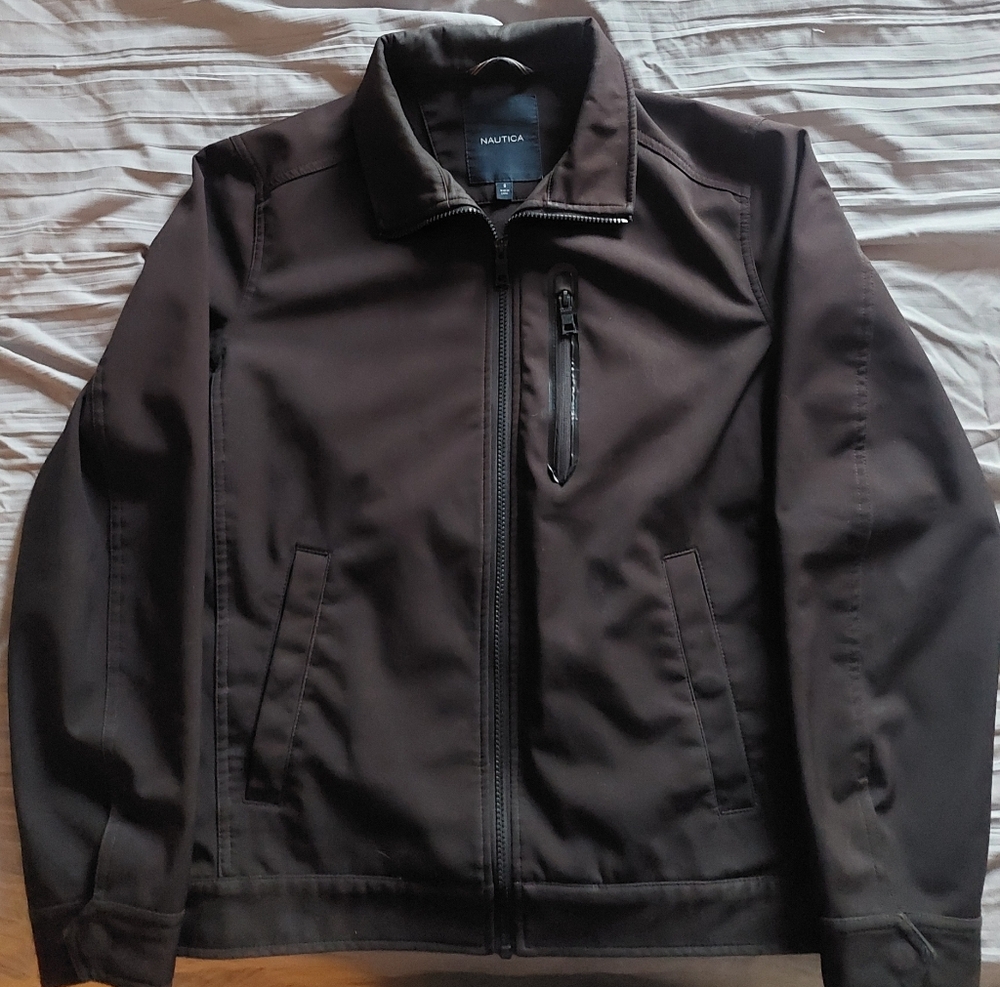 Nautica Men's Zip Up Spring Weather Jacket; Black; Small